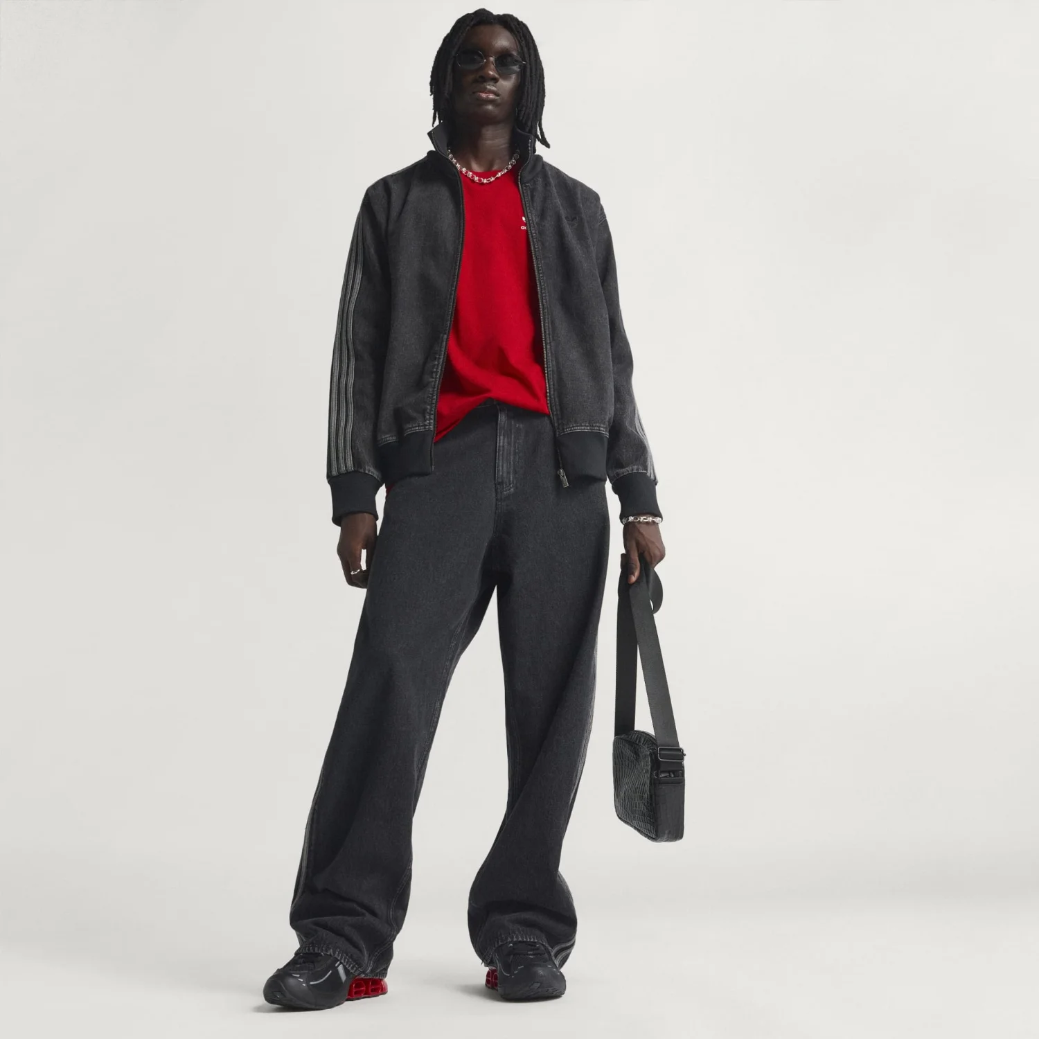 Куртка Adidas Originals Adicolor Denim Firebird Track, черный — фото 3