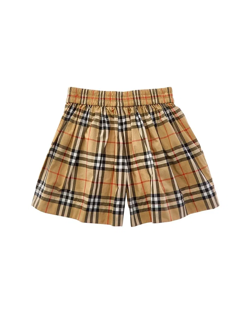 Детские шорты для девочек с принтом Burberry Check, коричневый — фото 2
