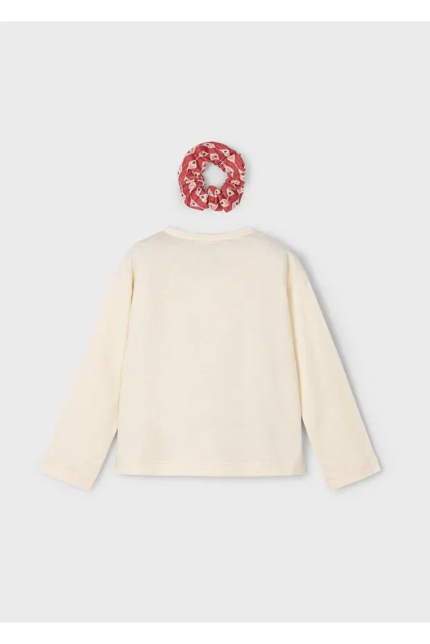 Детские свитшот для девочек с принтом Girl'S sweatshirt with headband Mayoral, Cream — фото 3