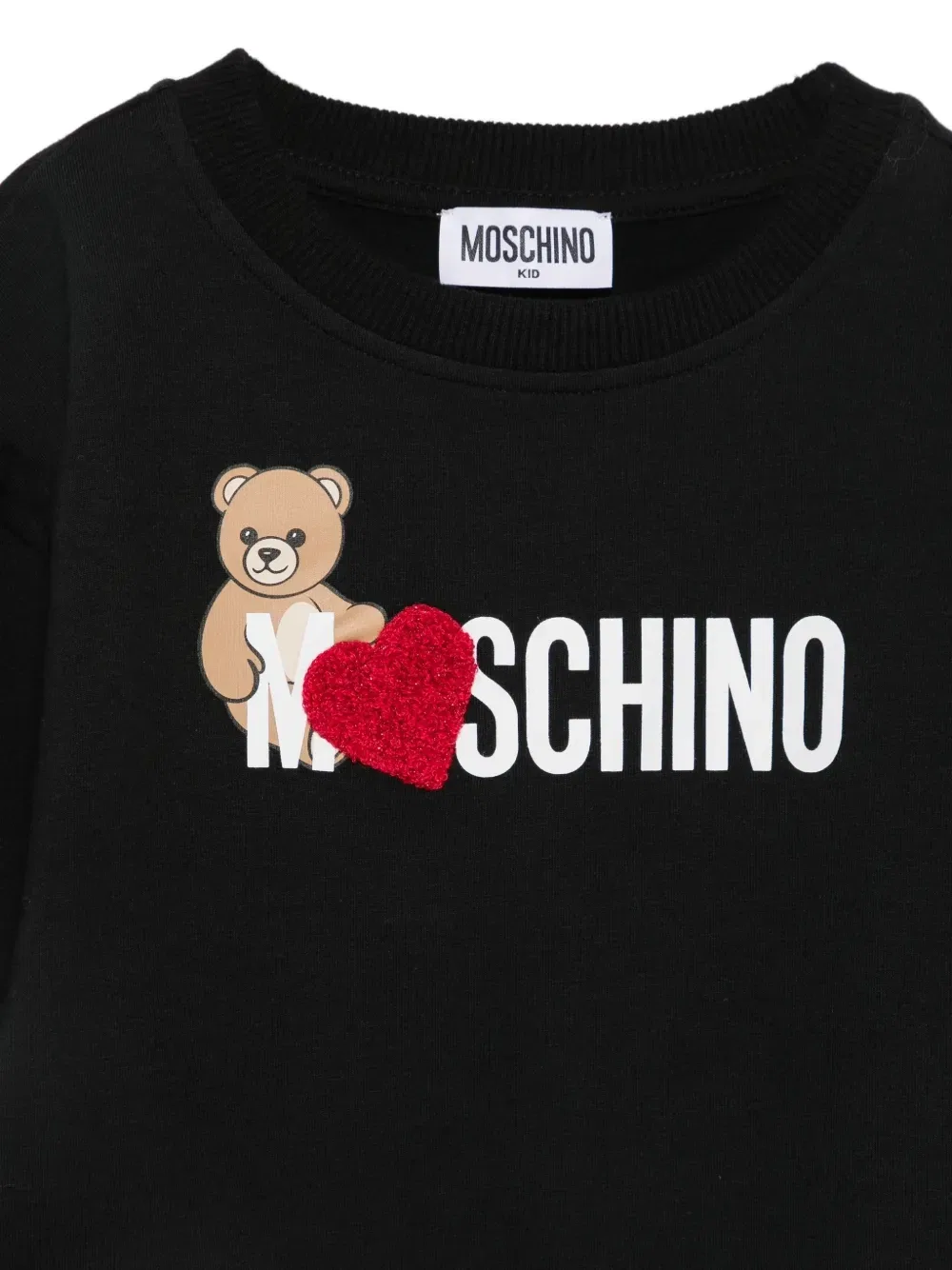 Толстовка с принтом "Тедди" и нашивкой в виде сердца Moschino Kids, черный — фото 3
