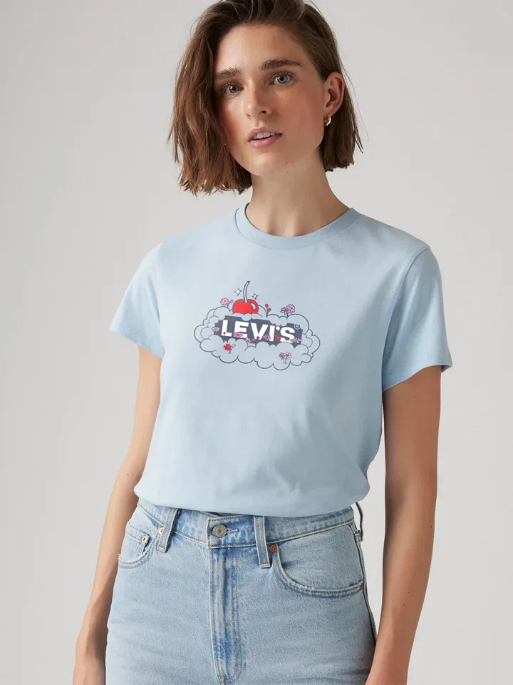 Женская футболка с графическим принтом Levi's, Hellblau — фото 2