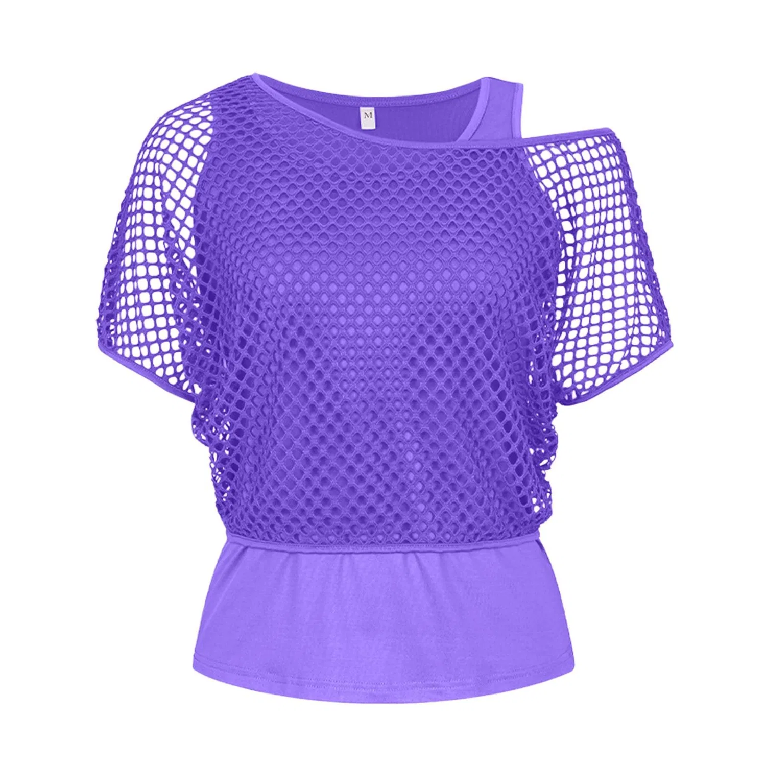 Женская футболка с открытыми плечами SexyFluo 80s Top, Purple — фото 4