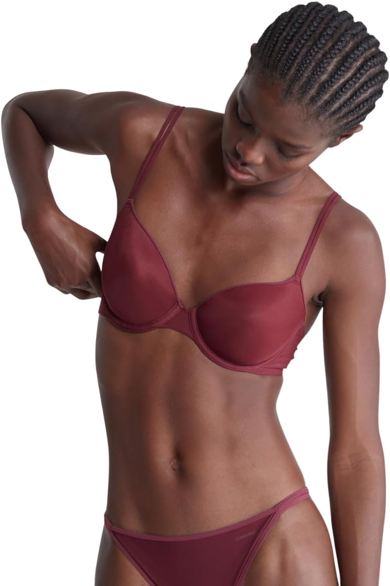 

Calvin Klein Womens Sheer Marquisette Lightly Lined Demi Bra, Tawny Port