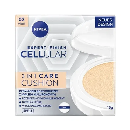 Тональный крем-подушечка 3 в 1 с гиалуроновой кислотой Nivea Hyaluron Cellular Filler SPF15, Medium, 15 г