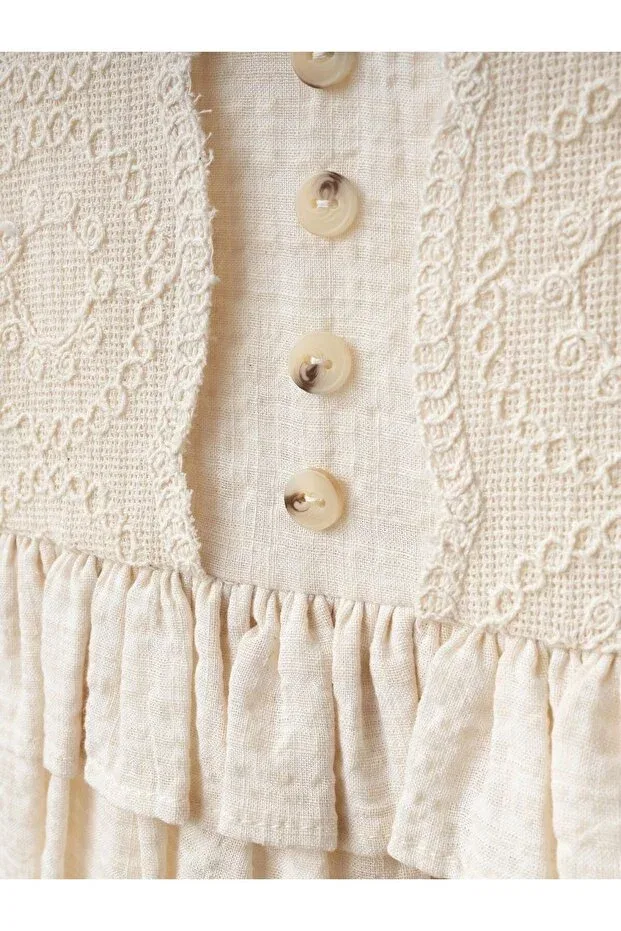 Детское платье для девочек хлопковое Premium Cotton Bohemian Cherrys Bebek, Cream — фото 4