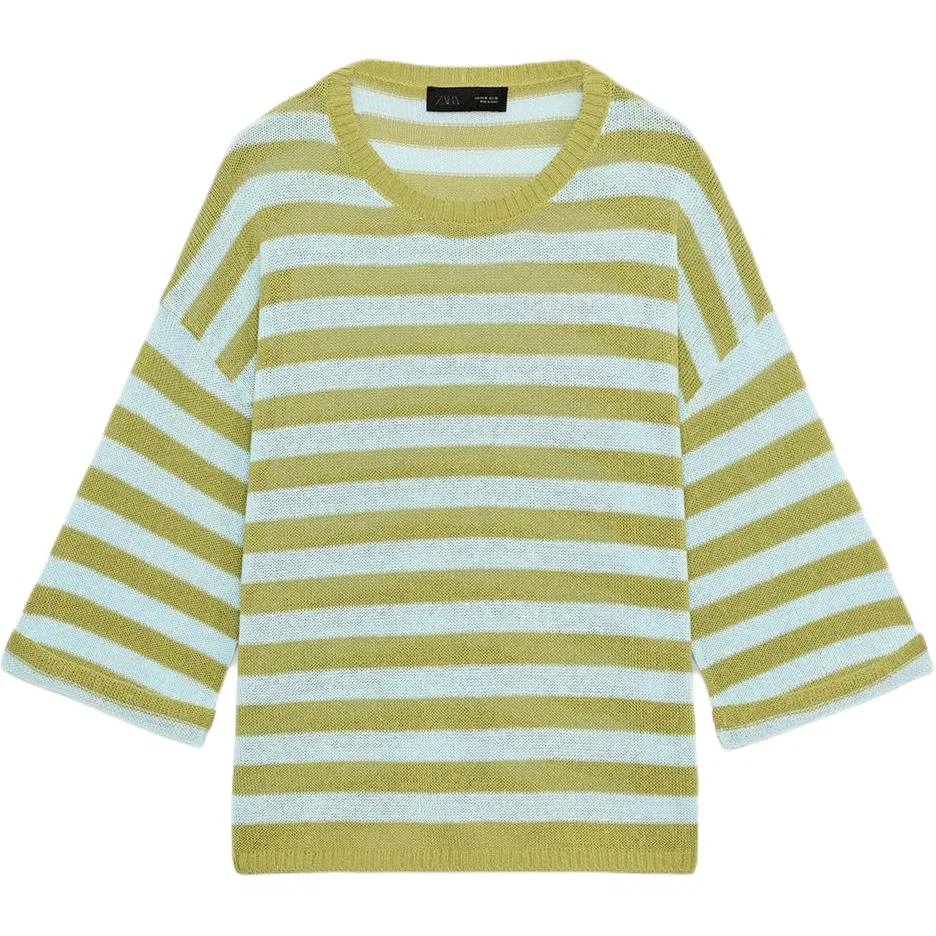 Женский свитер с полосами ZARA, Green Stripes