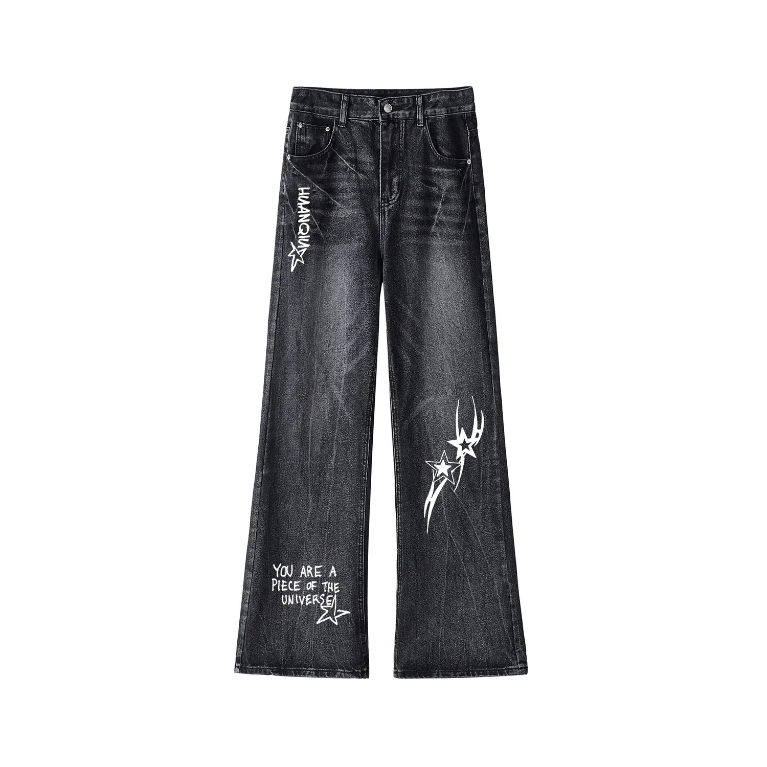 Детские джинсы прямого кроя с флисовой подкладкой HUANQIU, Black Fleece-Lined