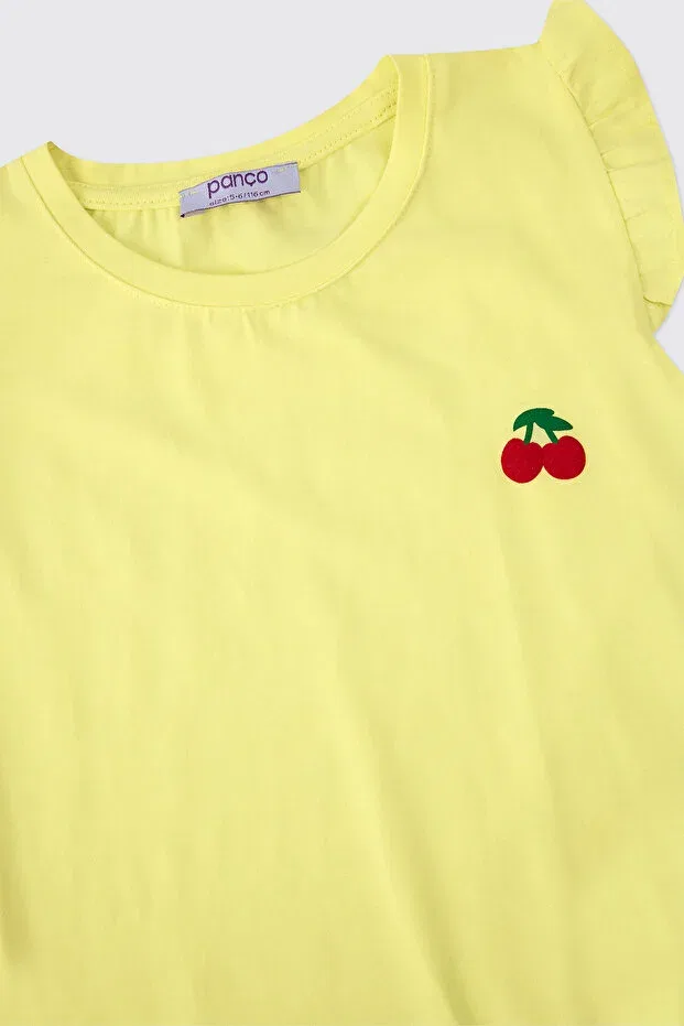 Детская футболка для девочек с коротким рукавом Panço, Yellow — фото 3