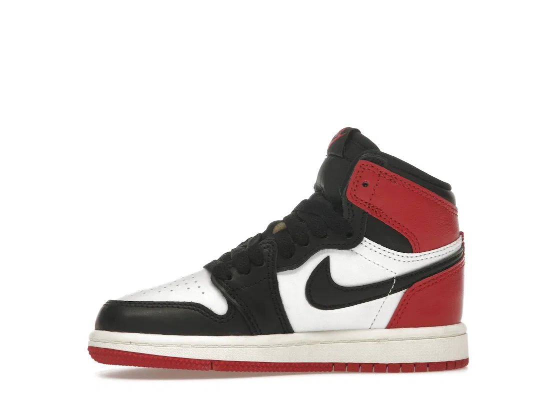 Детские высокие кроссовки без шнуровки Jordan 1 Retro High OG Black Toe Reimagined Jordan, Black/Black/Varsity Red/White — фото 3