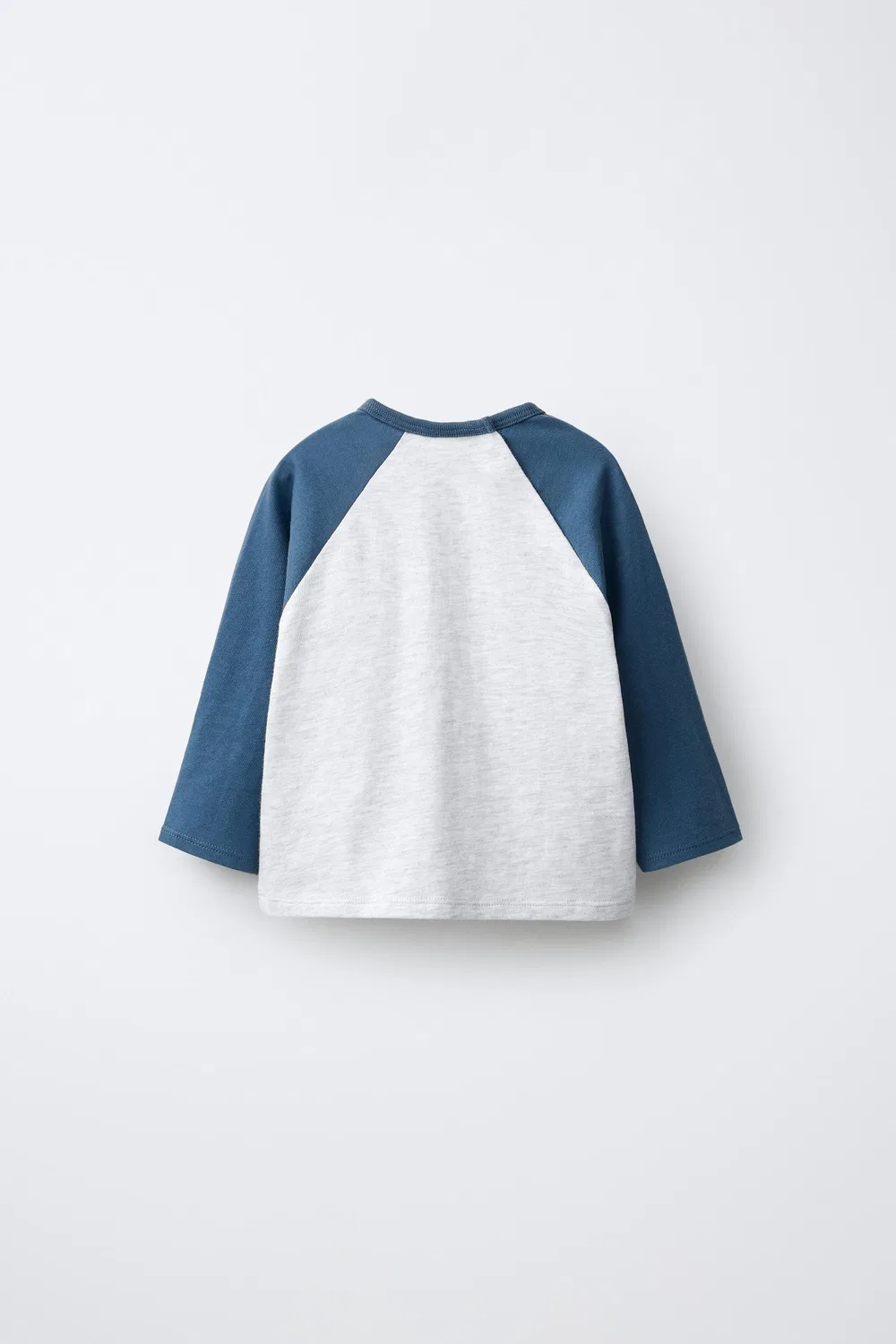Футболка с контрастными рукавами реглан ZARA, Blue/White — фото 2