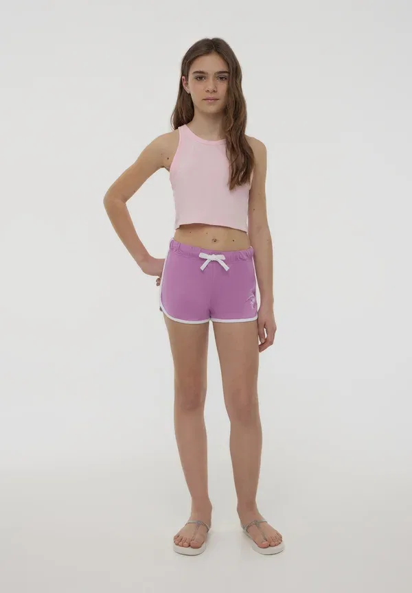Комплект из 2 топов с хлопка, Pack of 2 crops with american neckline, Terranova, cyclamen, черный