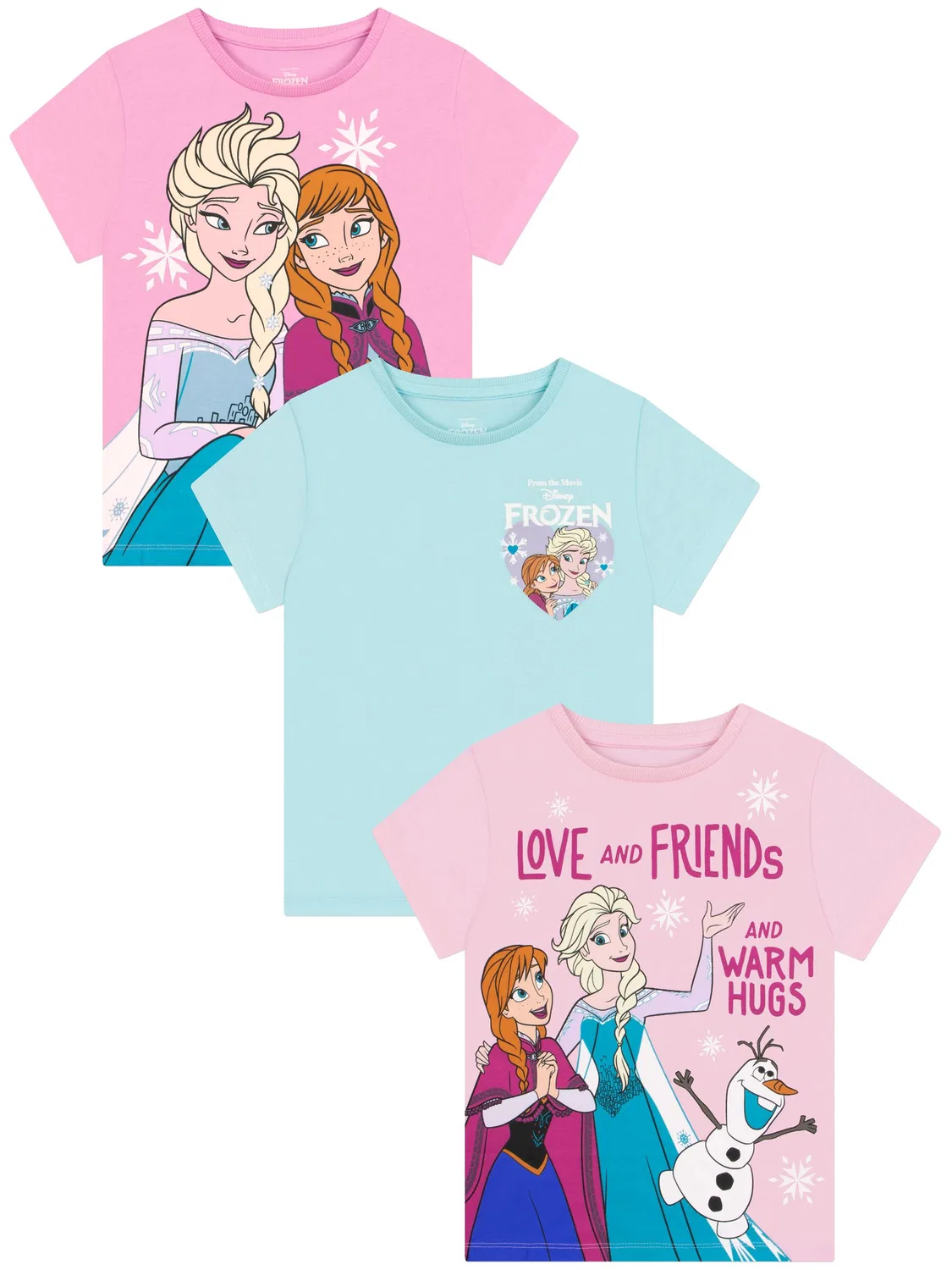 Футболки детские 3 шт., Frozen, Anna and Elsa Character, розовый