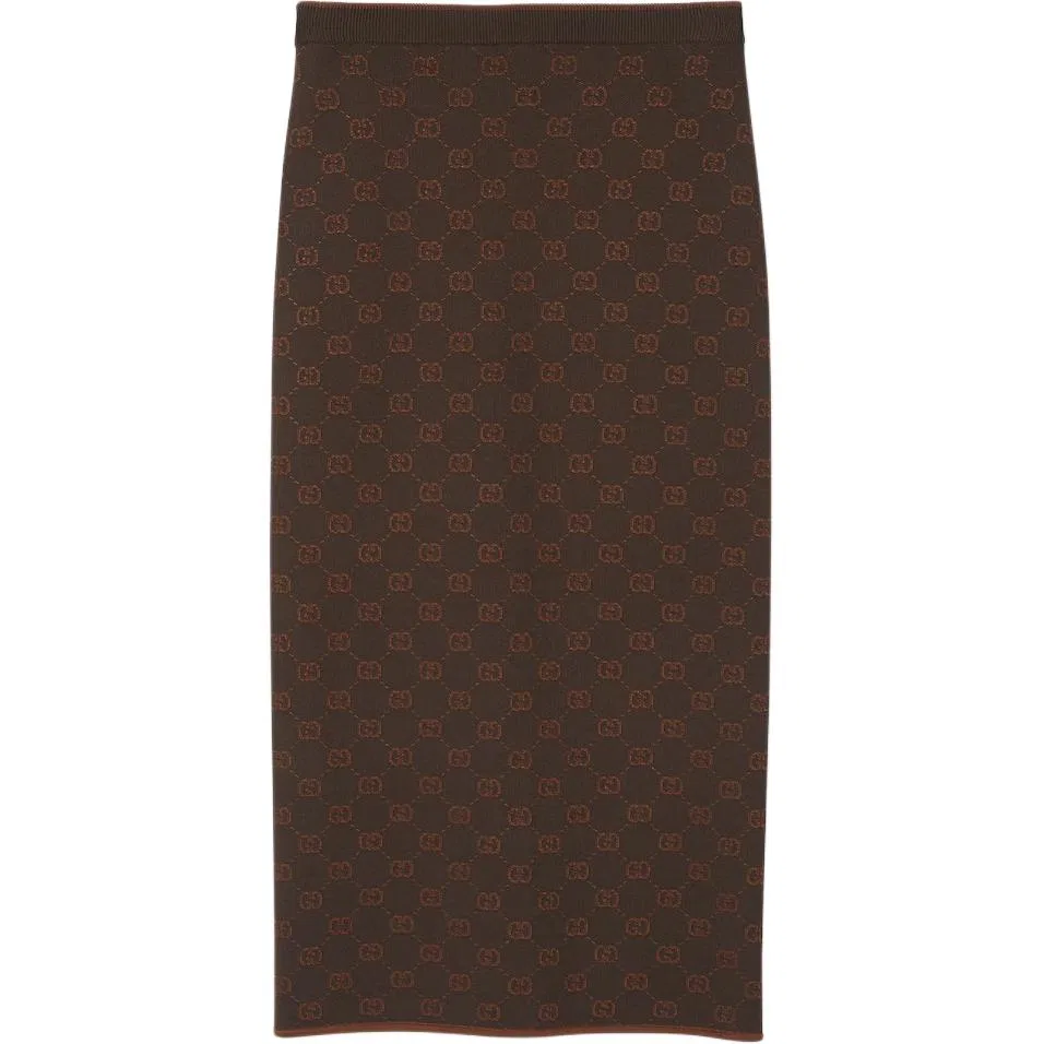 Женская юбка из жаккарда с принтом GG GUCCI, Dark Brown