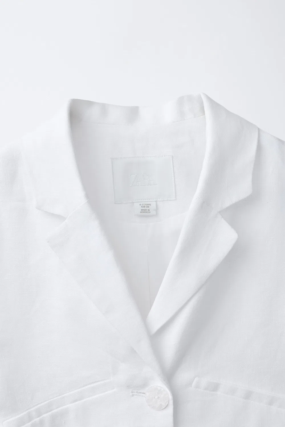 Укороченный блейзер из 100% льна ZARA, Oyster-White — фото 3