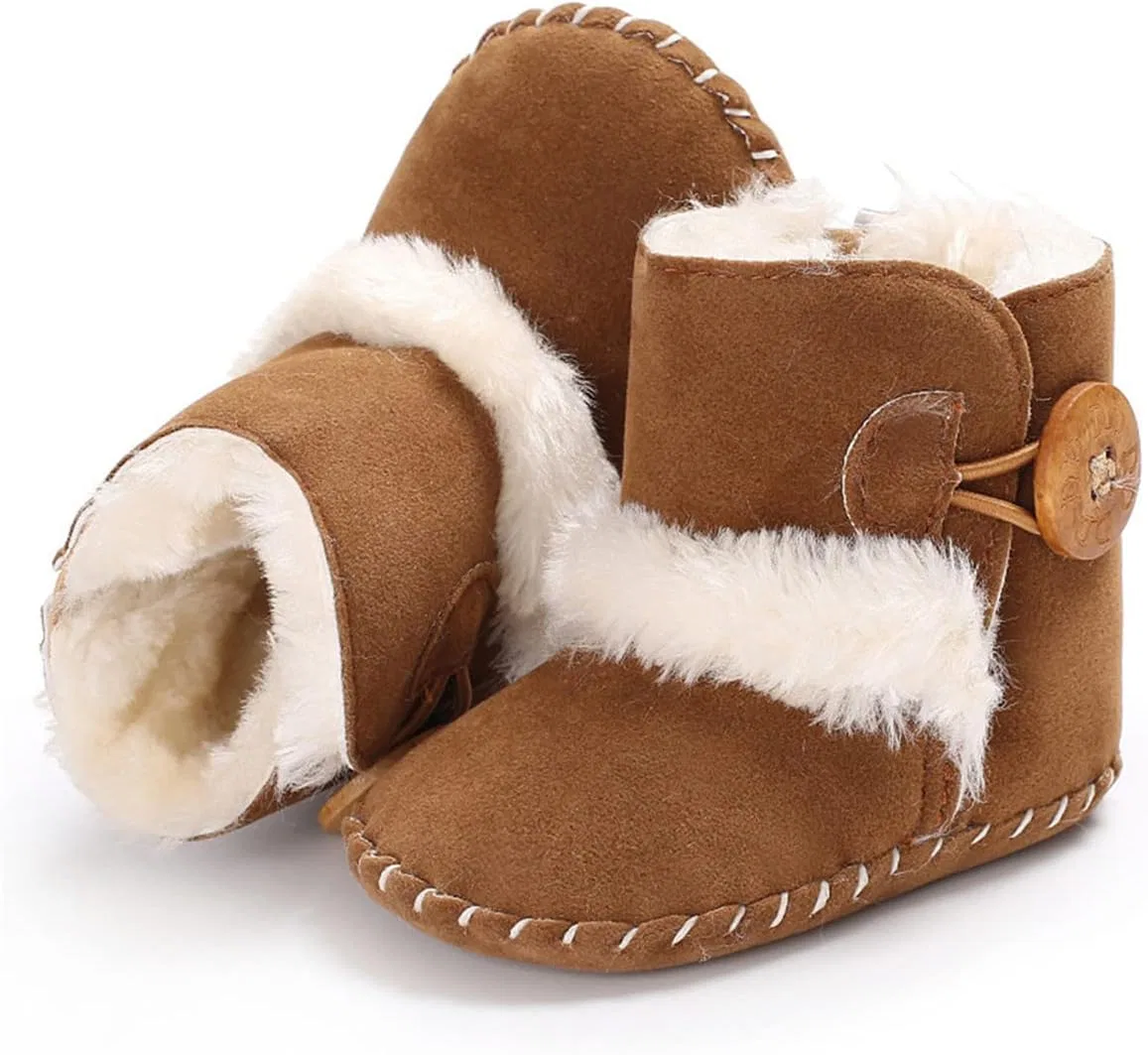 Детские зимние ботинки для девочек с пуговицей HsdsBebe, Brown — фото 4