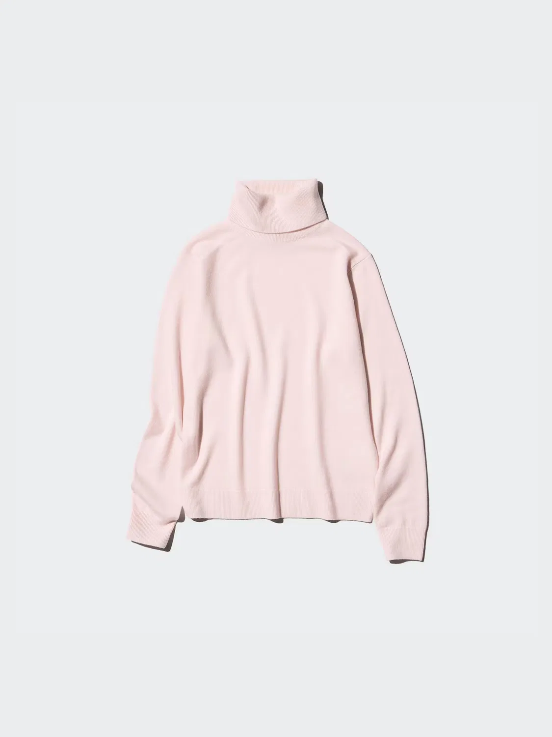 Свитер кашемировый Uniqlo, с высоким воротником, розовый