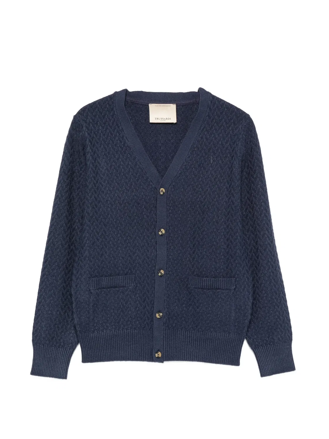 Фактурный кардиган на пуговицах Trussardi Junior, синий