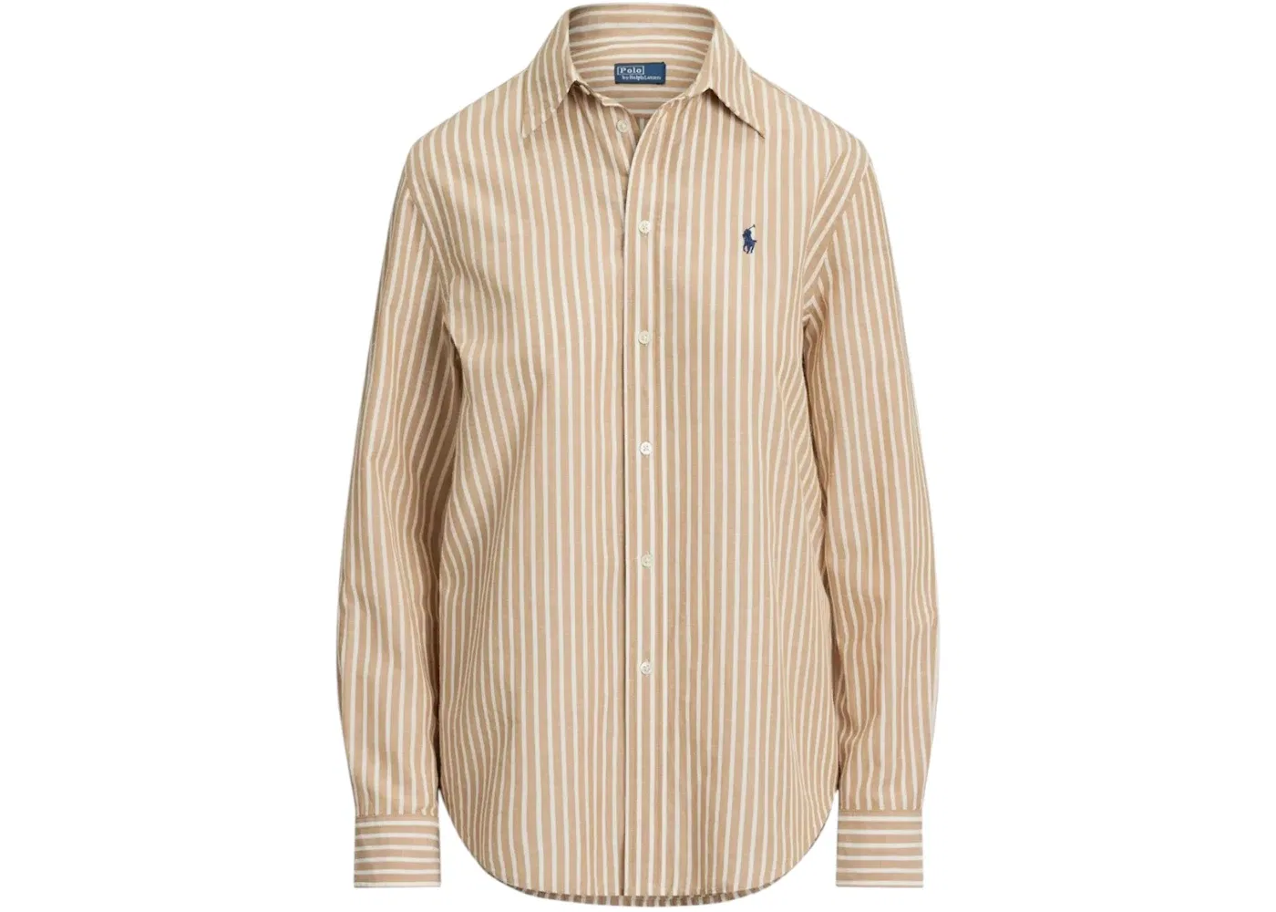 Женская рубашка из хлопка и льна Polo Ralph Lauren, Classic/Camel/White