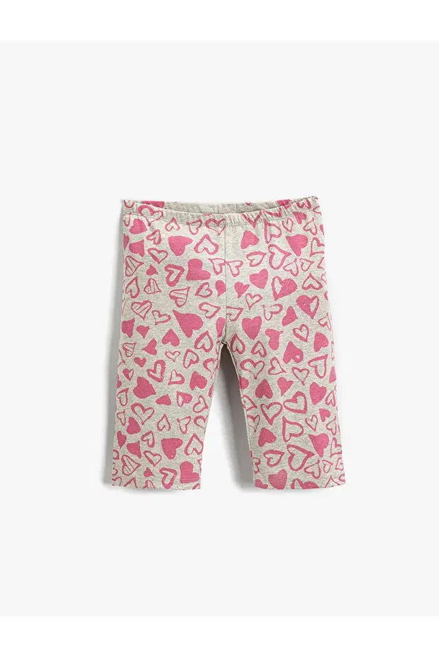 Детские леггинсы для девочек с принтом Capri Leggings Heart Printed Koton, Gray/04f