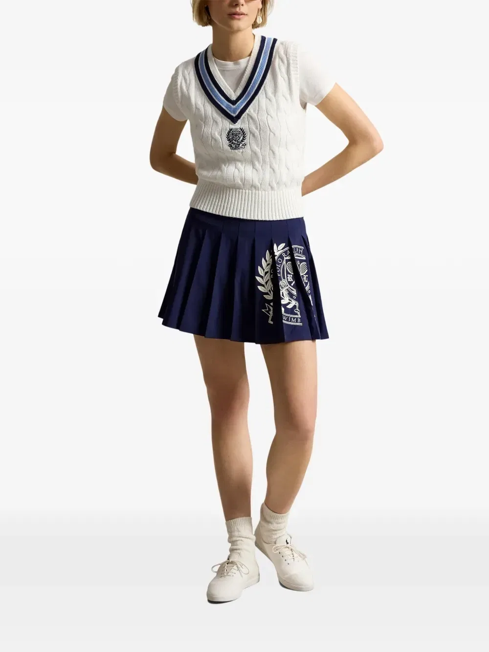 Плиссированная мини юбка Wimbledon Logo Performance Polo Ralph Lauren, синий — фото 2