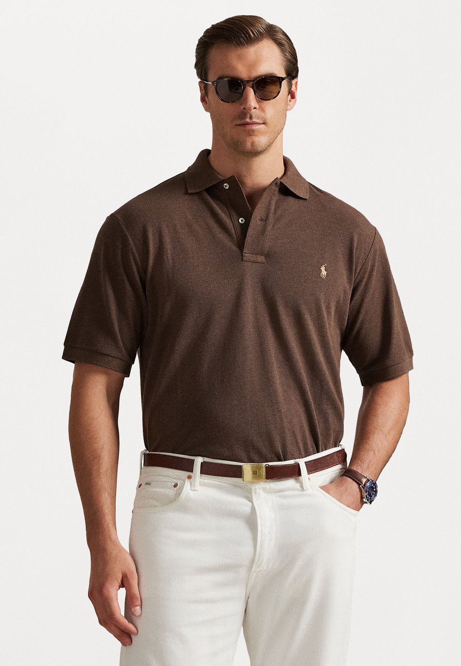 

Поло Polo Ralph Lauren Big & Tall THE ICONIC MESH POLO SHIRT, Nutmeg Brown Heather/Yellow, Коричневый, Поло Polo Ralph Lauren Big & Tall THE ICONIC MESH POLO SHIRT, Nutmeg Brown Heather/Yellow