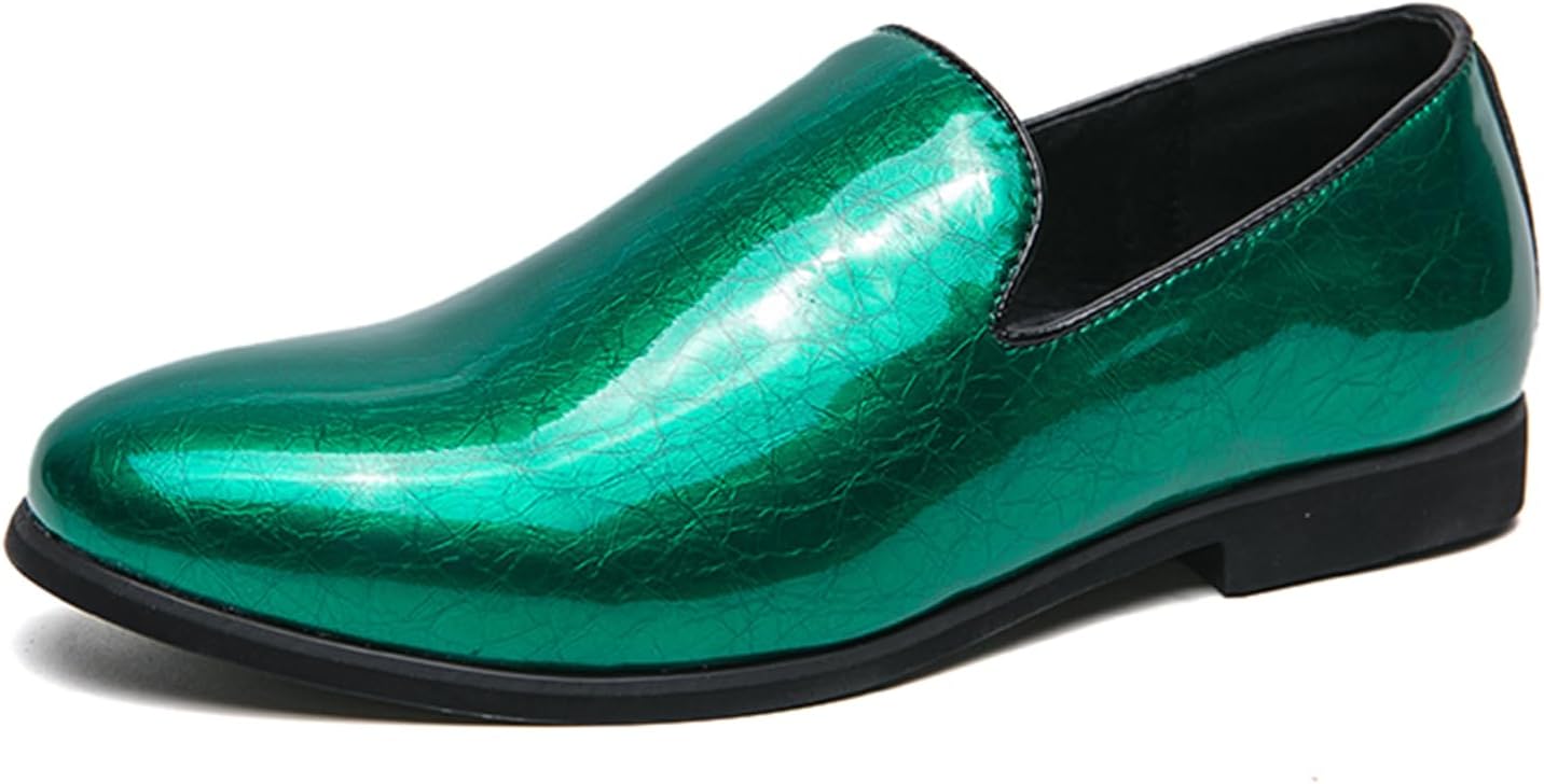 

Мужские лоферы Dacnakby без шнурков из лакированной кожи с металлическим синим текстурированным дизайном для модных вечеринок и официальных мероприятий