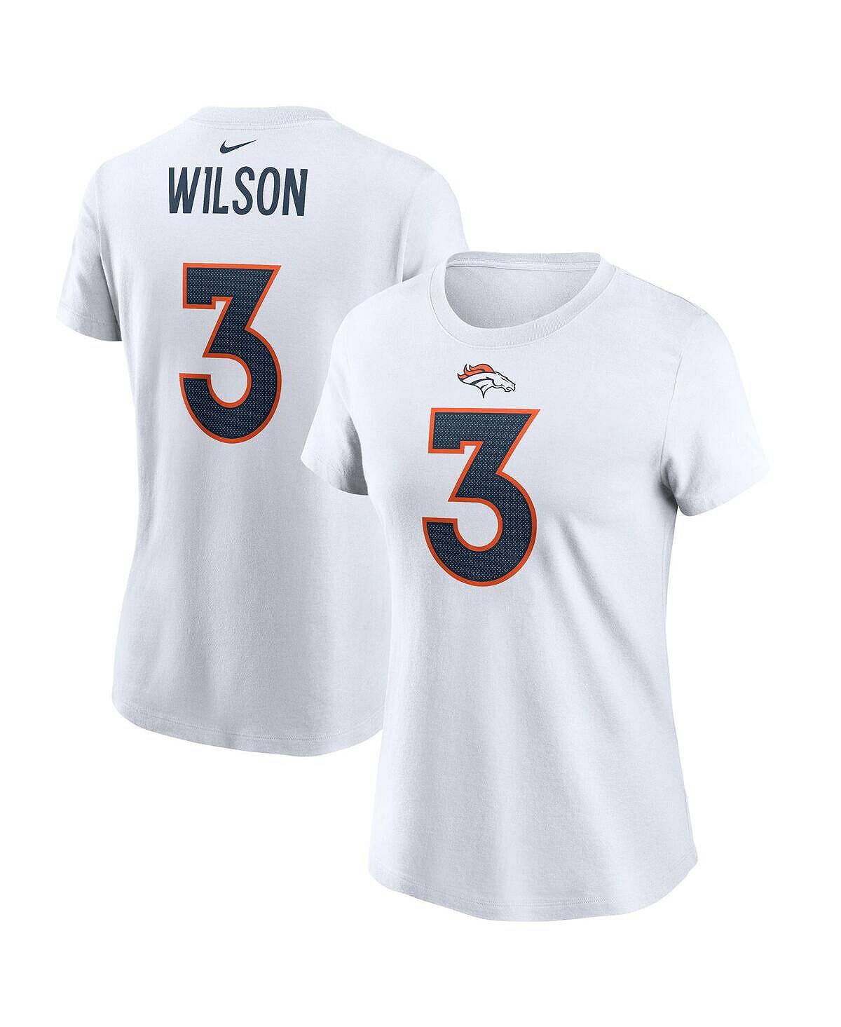 

Женская белая футболка Russell Wilson Denver Broncos с именем и номером игрока Nike, белый