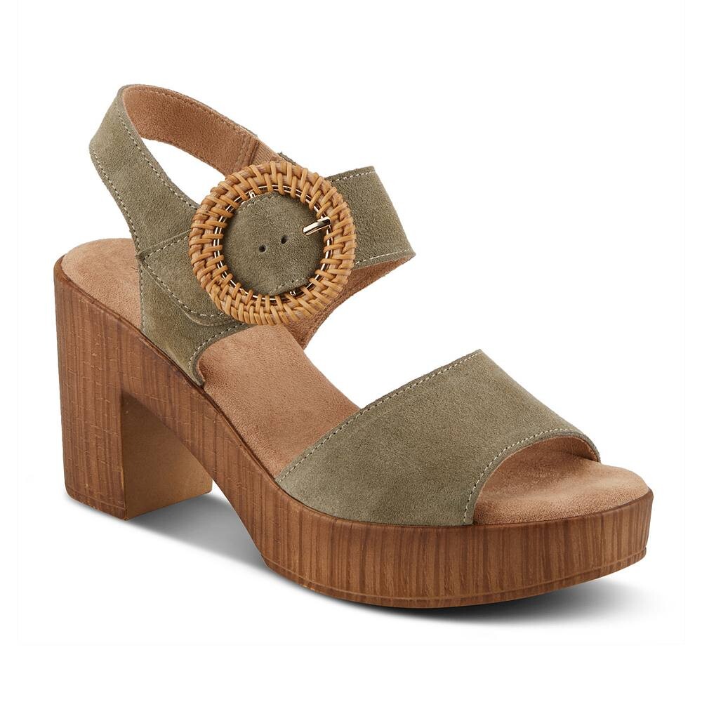 

Женские босоножки на пробковом каблуке Spring Step Gamona, цвет Olive Suede
