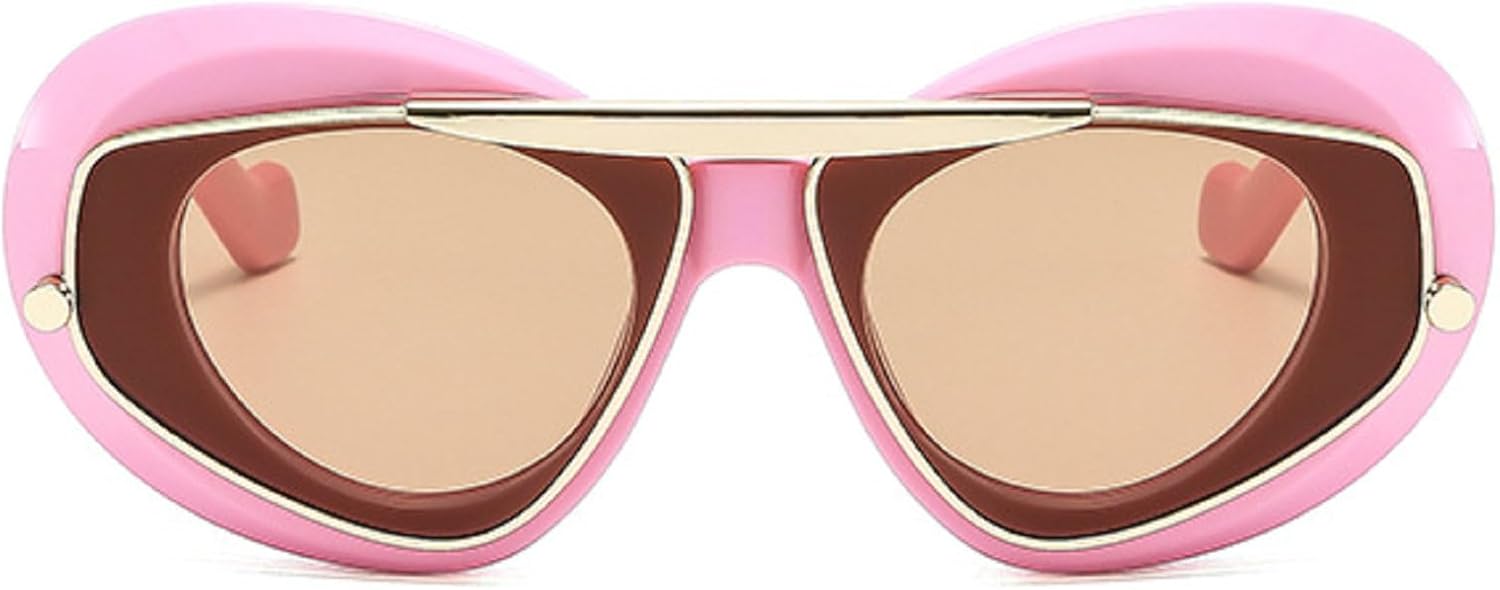 

Модные солнцезащитные очки «кошачий глаз» для женщин в толстой оправе, милые овальные солнцезащитные очки с защитой от УФ-излучения UV400 и металлическим корпусом mincl, Pink