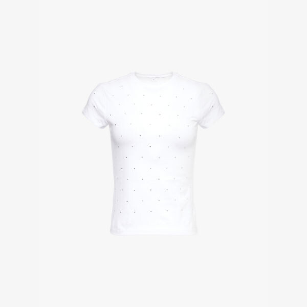 

Футболка Crystal baby-tee из хлопчатобумажной ткани стретч-джерси Good American, белый