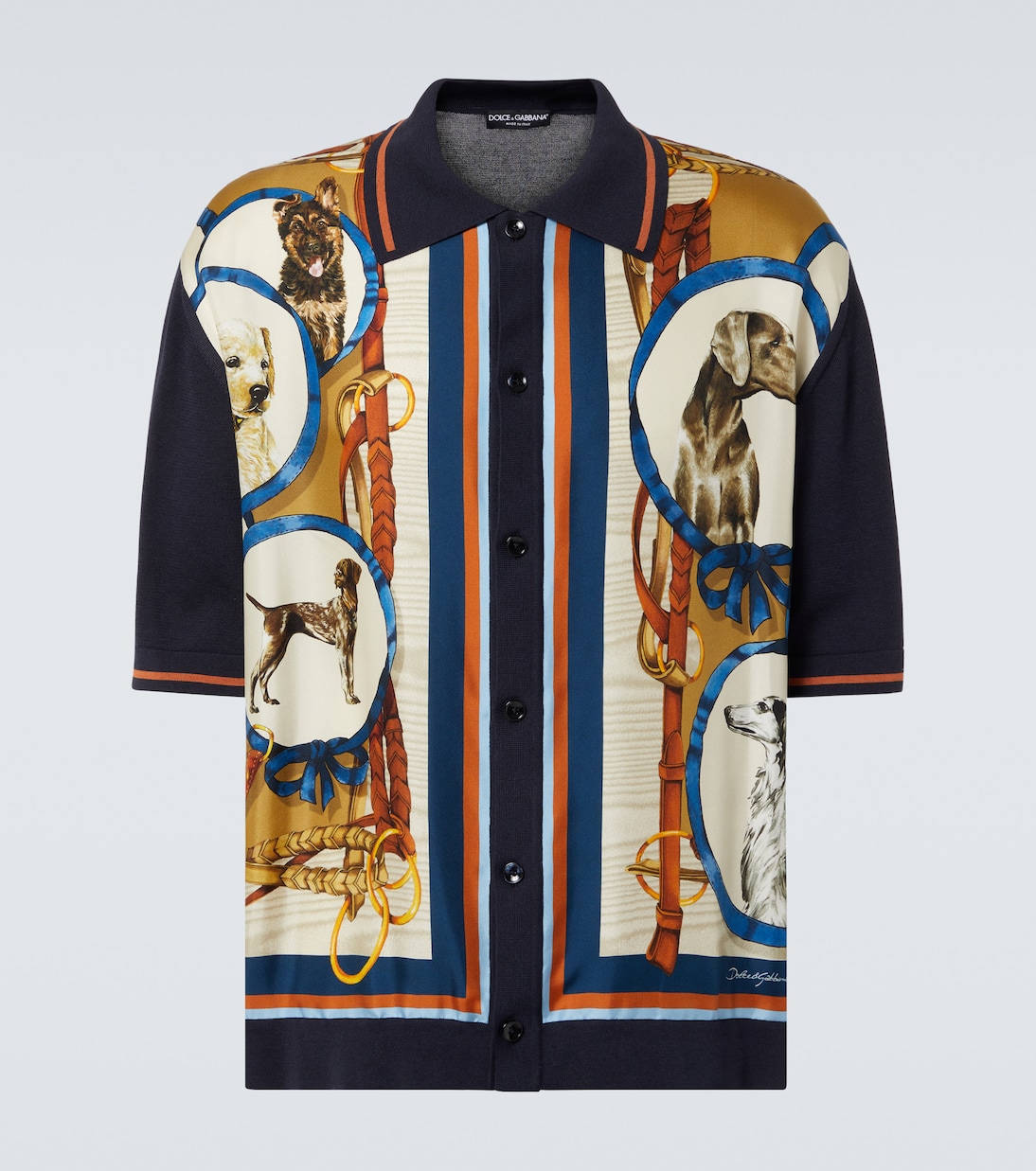 

Печатная шелковая и хлопковая рубашка для боулинга Dolce&Gabbana, Cani