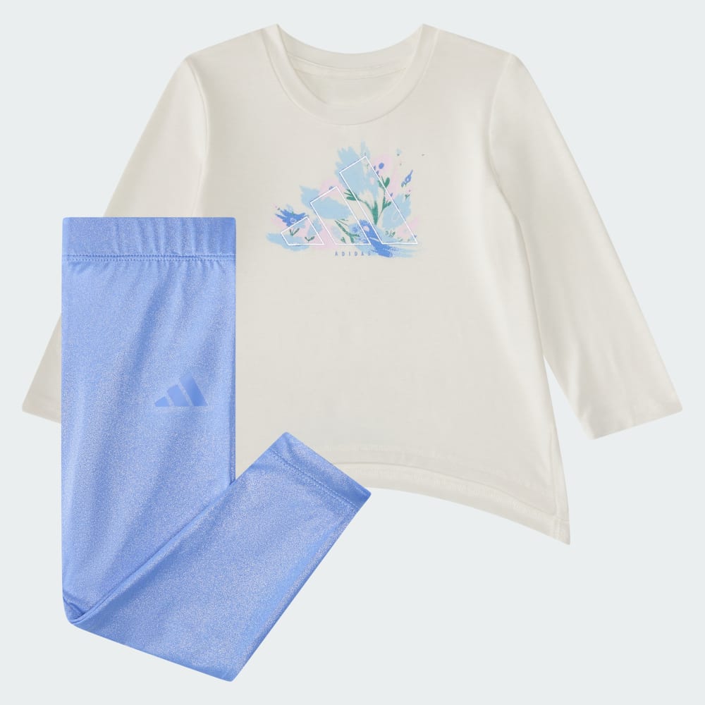 

Спортивный костюм Adidas 2-Piece Long Sleeve Tee & Glitter Legging Set, цвет Chalk White
