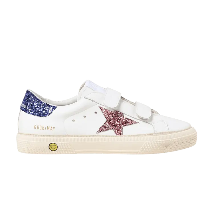 

Кроссовки Golden Goose May School Kids White Red Blue Glitter, белый