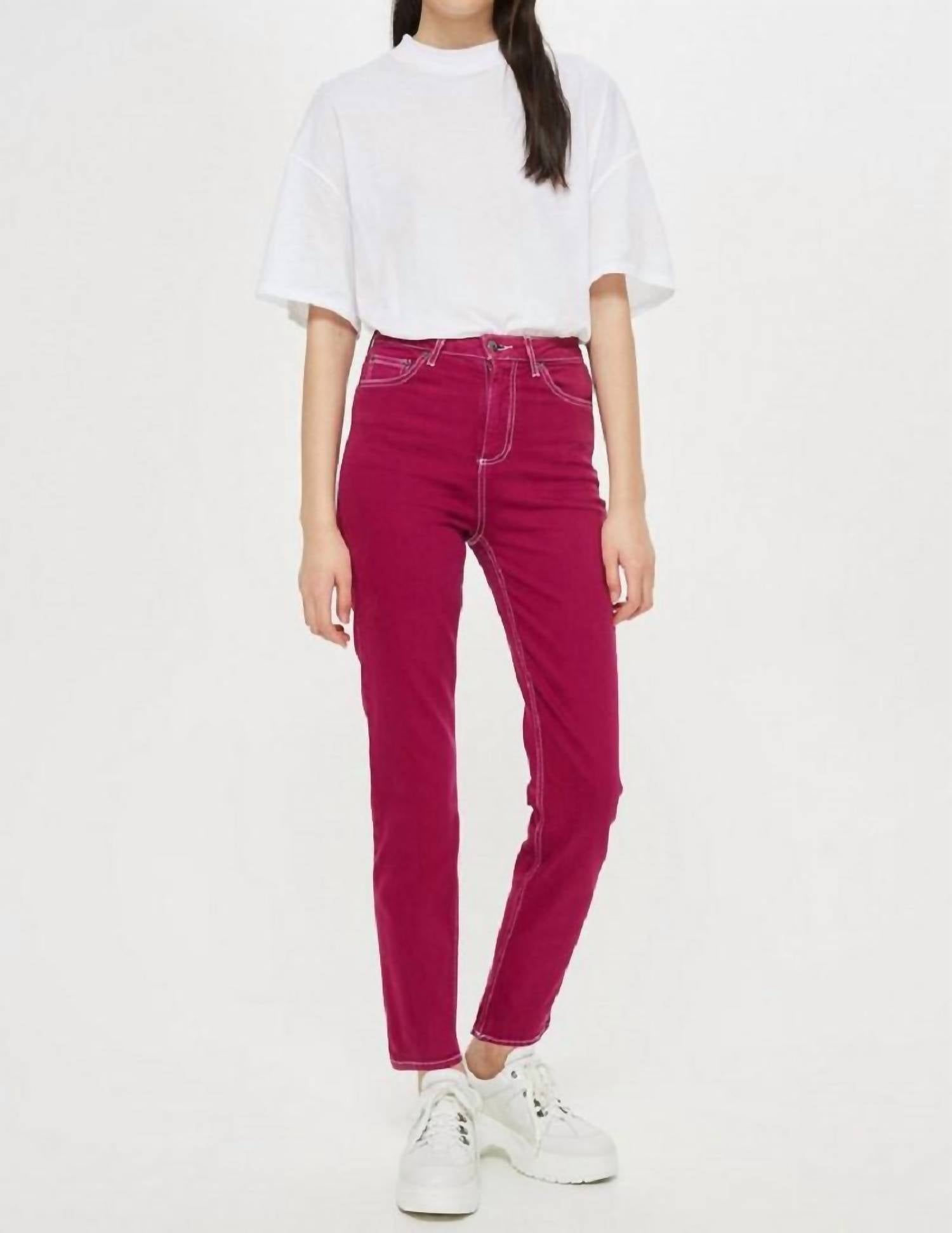 

Джинсы Jamie Straight Leg Moto Ankle Jeans в пурпурном цвете Topshop