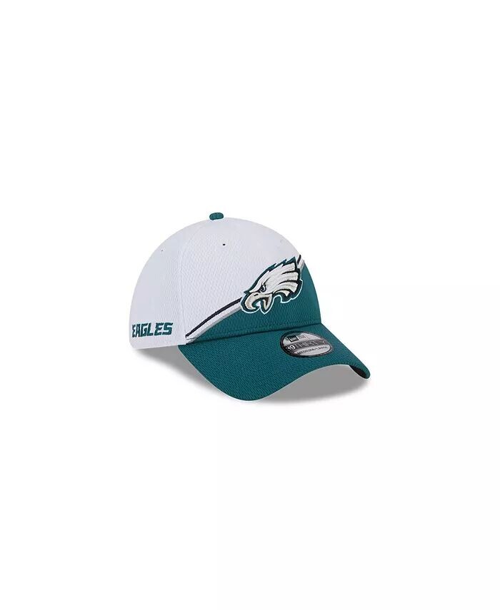 

Мужская белая, темно-зеленая кепка Philadelphia Eagles 2023 Sideline 39THIRTY Flex New Era, мультиколор