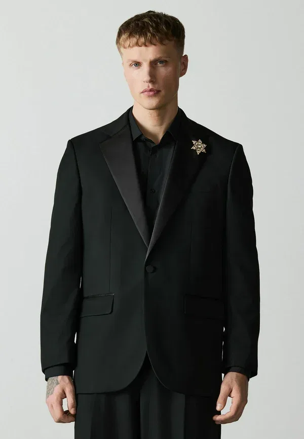 Пиджак Next Regular fit loose fit tuxedo suit jacket, черный