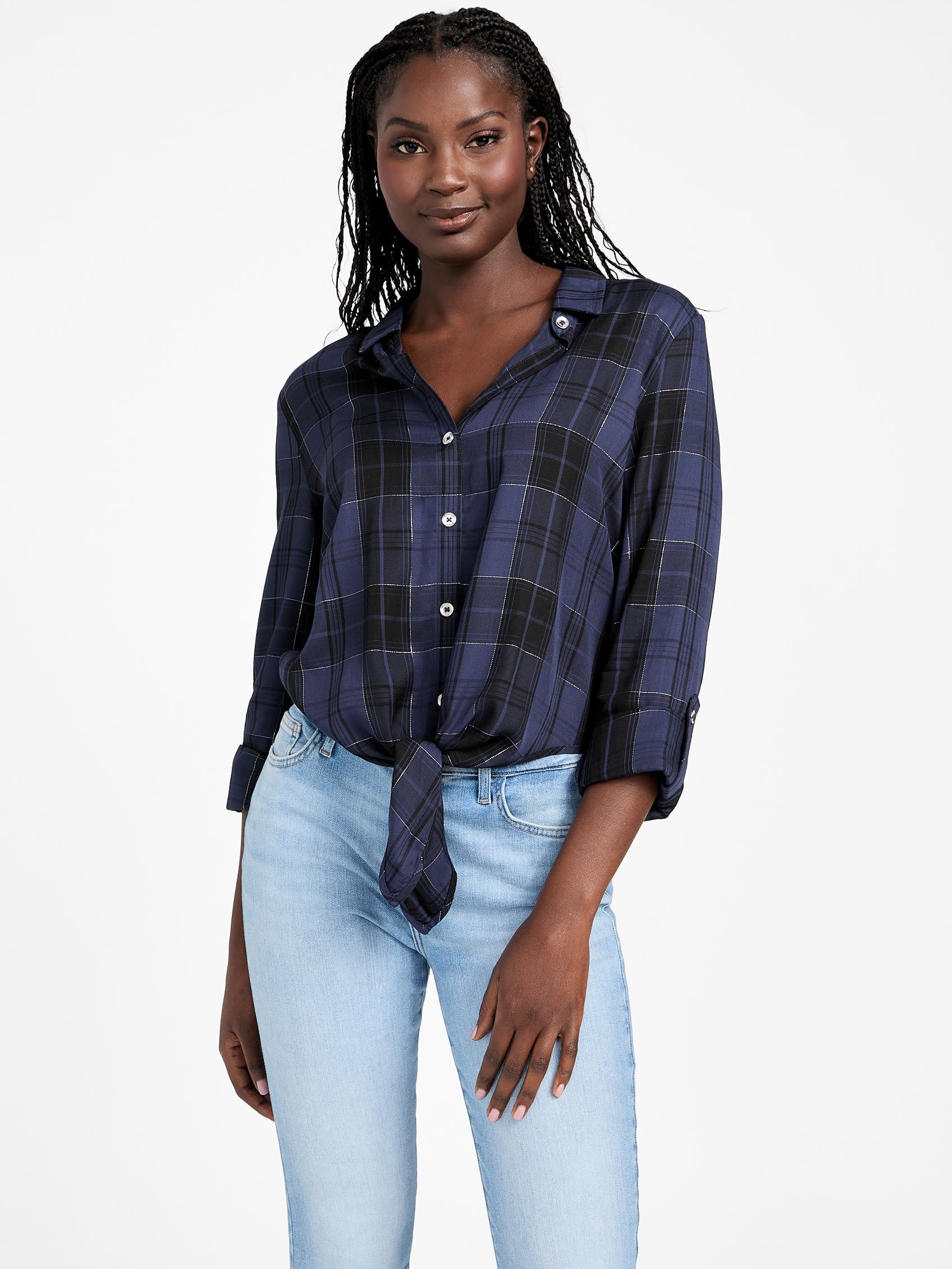

Рубашка в клетку «Мерси» Guess Factory, цвет wishful night navy plaid