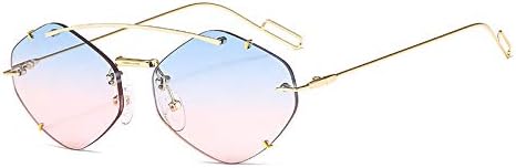 

Женские солнцезащитные очки без оправы Polygon, модные солнцезащитные очки с градиентным переходом, женские очки-«конфетки», защита от ультрафиолета UV400 MTZJH, C5 Gold-blue Pink