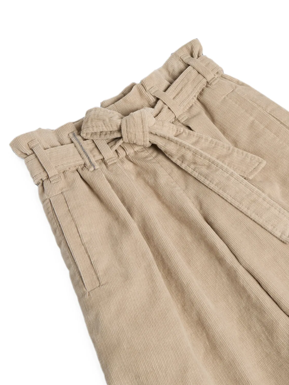 Вельветовые брюки Brunello Cucinelli Kids, нейтральные цвета — фото 3