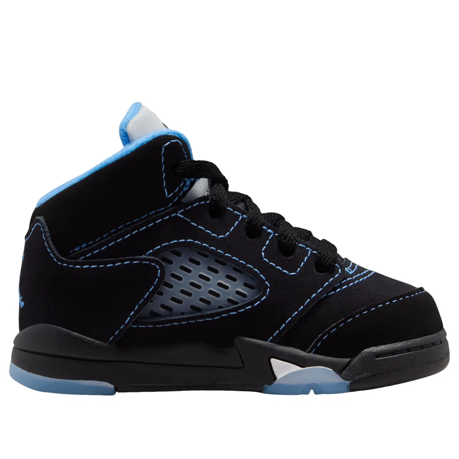 Детские кроссовки для малышей с кожаным верхом Air Jordan 5 Retro Black Carolina, черный — фото 2