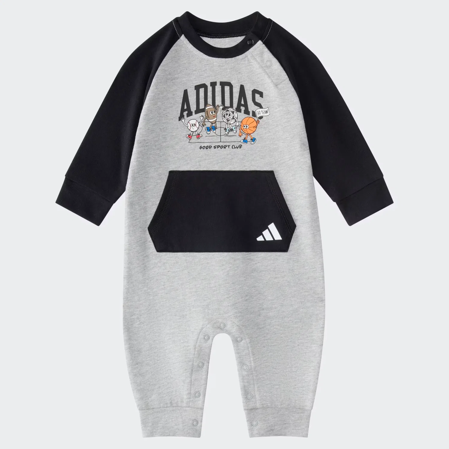 Детский спортивный комбинезон с длинным рукавом Adidas Sportswear, серый меланж — фото 2