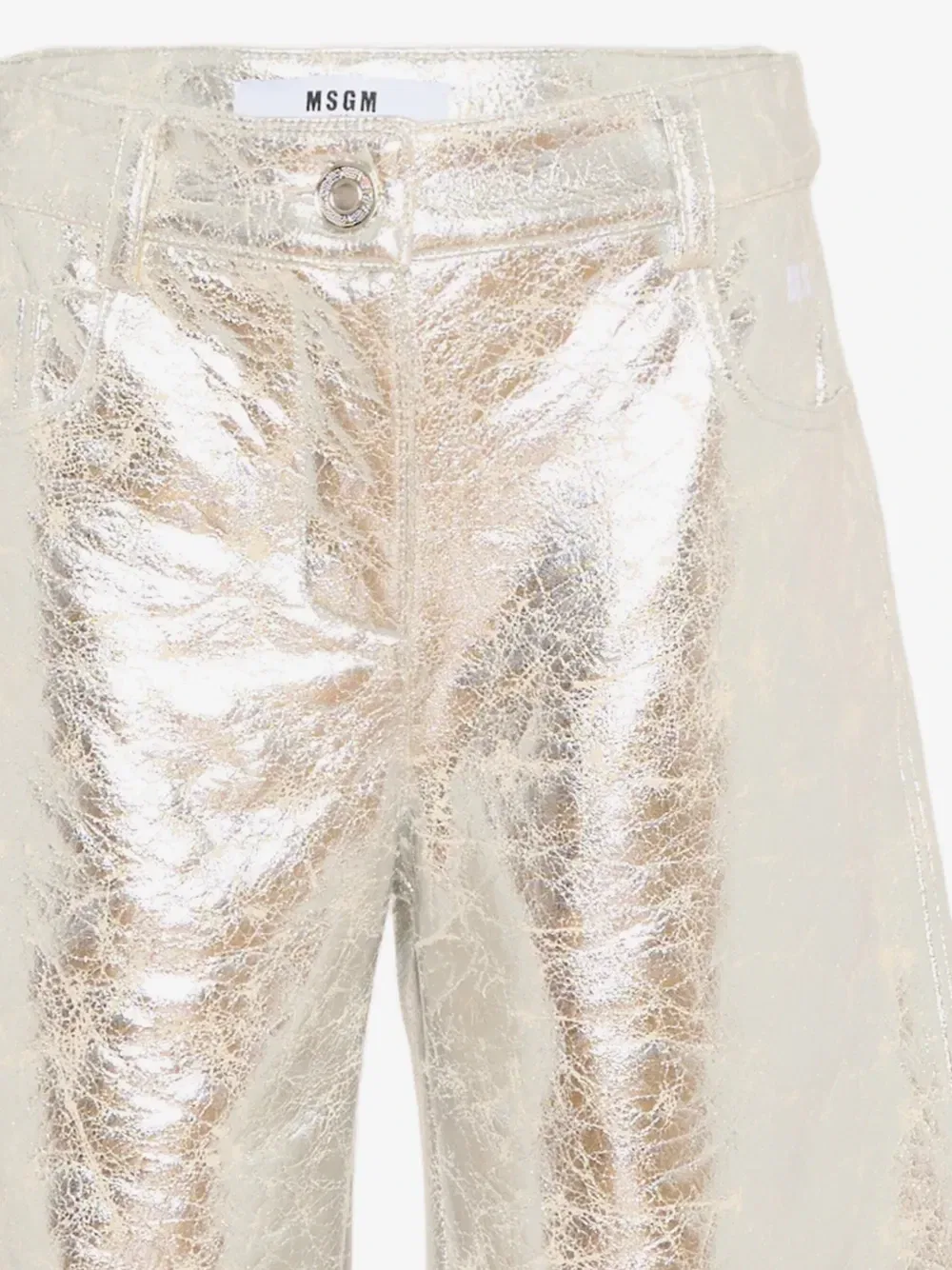 Брюки-клеш с металлическим эффектом Msgm Kids, серебряный — фото 3