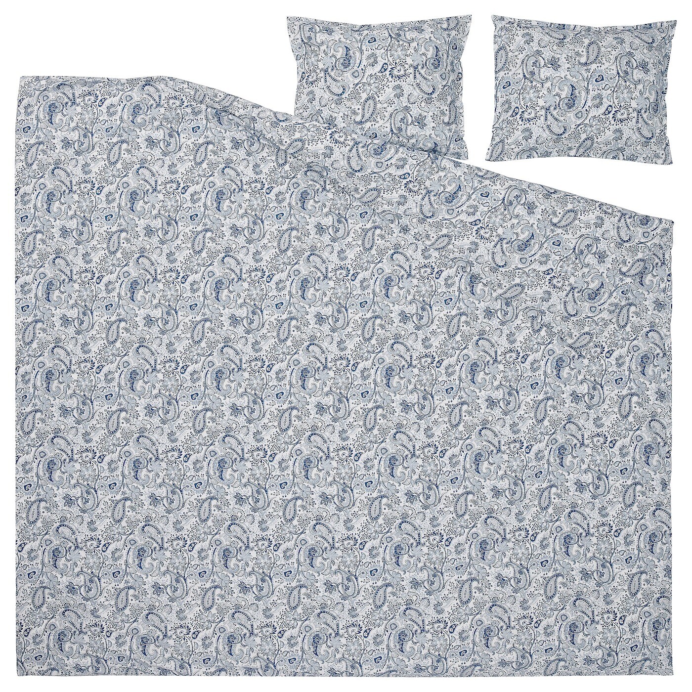 Комплект постельного белья Ikea Rodgersia, 3 предмета, 240х220/50x60 см, синий/белый — фото 2