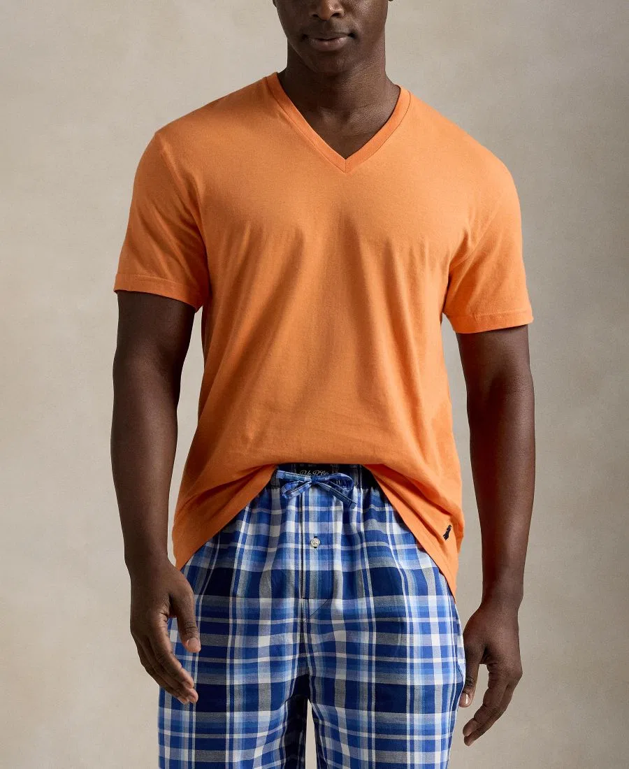 Мужской комплект футболок с V-образным вырезом 3 шт Polo Ralph Lauren, Fall Royal/Harbor Island Blue/May Orange — фото 4