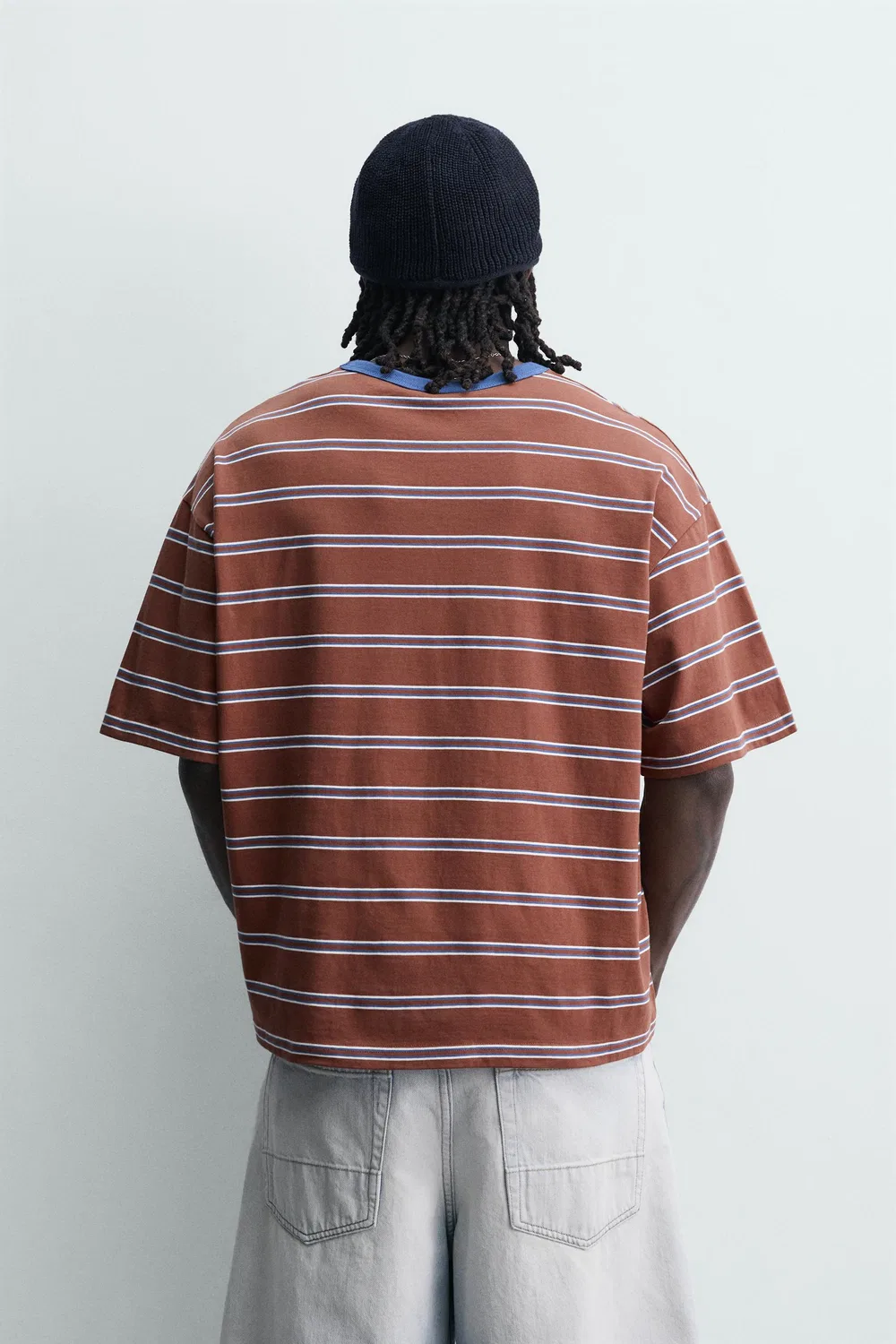 Футболка в полоску из жаккарда PUKAS SURF X ZARA, Brown Stripes — фото 3