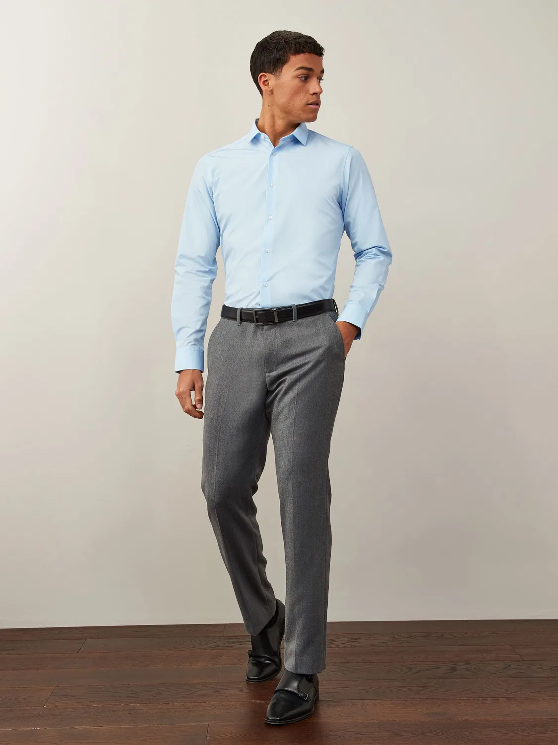 Рубашка с воротником, slim fit, Easy Care Next, голубой — фото 3