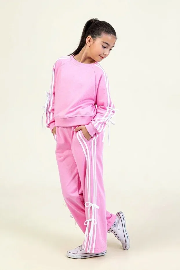 Детский комплект свитшот-брюки для девочек с принтом Ww Waka Waka Kids Store, Pink — фото 3