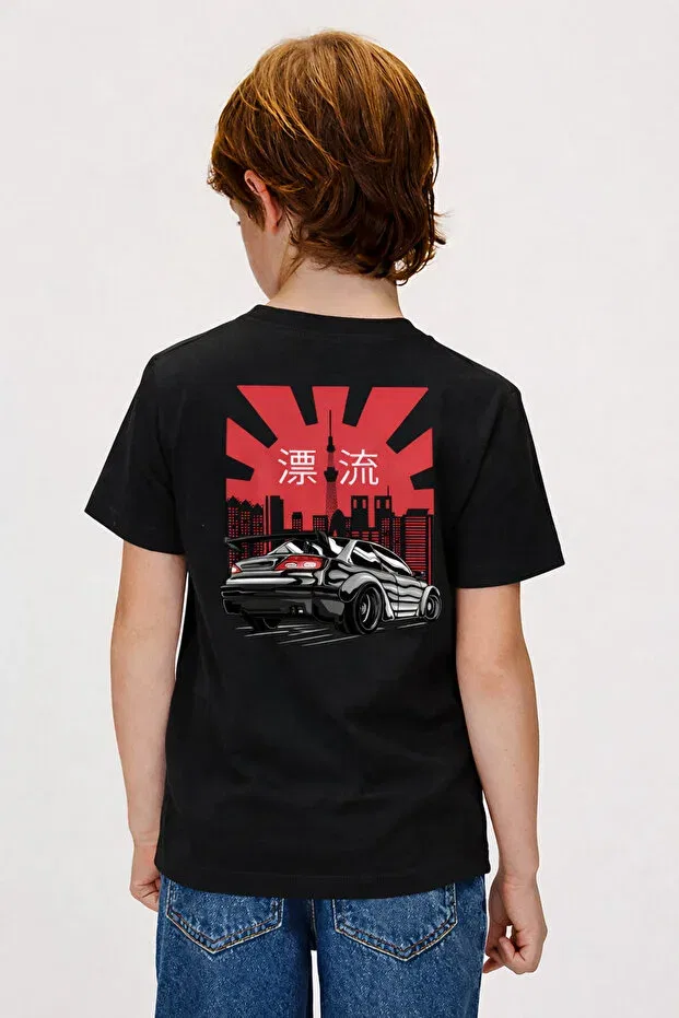 Детская футболка для мальчиков с принтом Unisex Kids Oversize Japanese City Sport Car T-Shirt Brz Kids, Black — фото 2