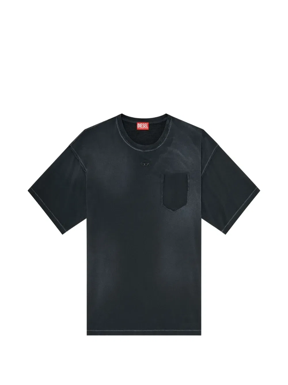 Выцветшая футболка с рваным карманом Diesel, черный