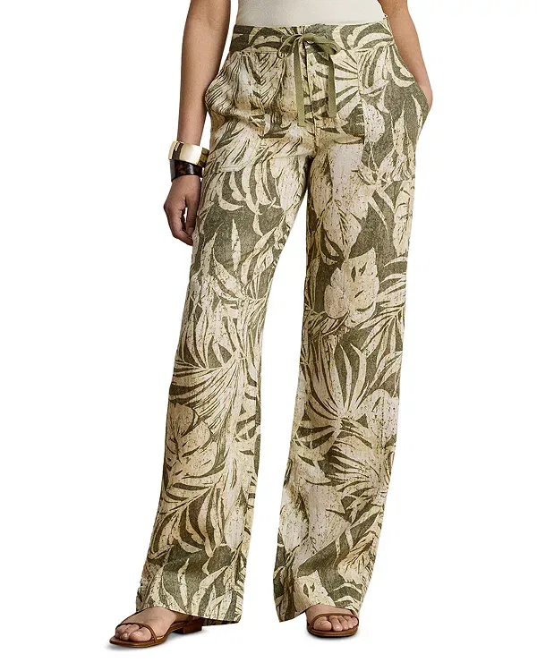 Женские брюки с принтом Palm Frond Print Ralph Lauren, Farm Olive